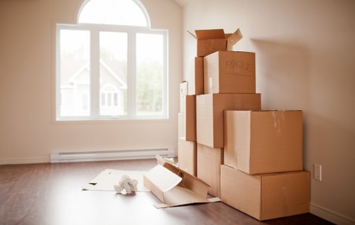 Careful unloading near a property entrance with clear access
