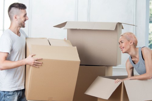 Packed household items ready for moving day in Colliers Wood
