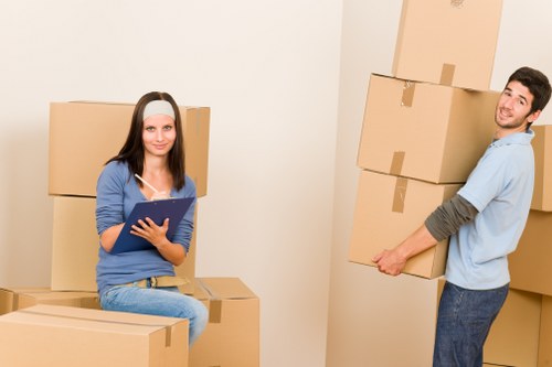 Residential move with boxes and large items in a removal truck