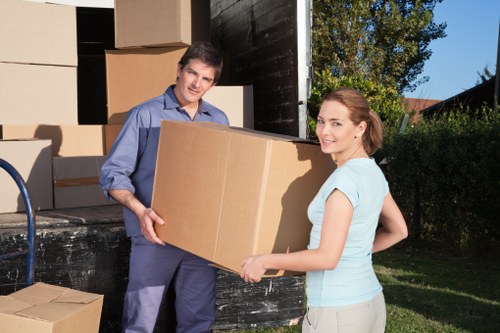 Spacious moving van loaded with household boxes